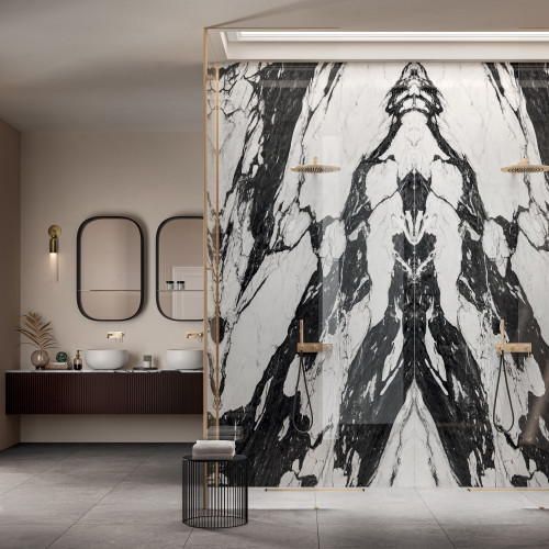 Magnifica Encore 60" x 127" - 12mm Polished Bookmatch Porcelain Slab in Calacatta Carbone alt image